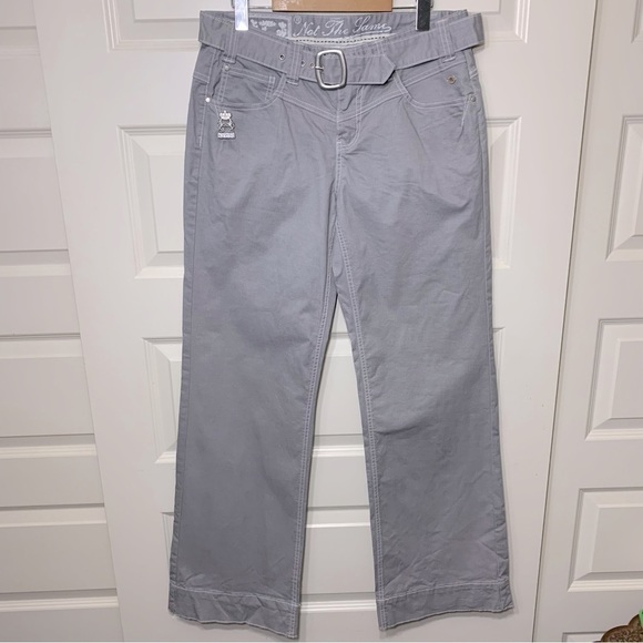 Not The Same N.T.S UK Gray Straight Wide Leg Pants Mid Rise Belted Waist 36" - Picture 11 of 16